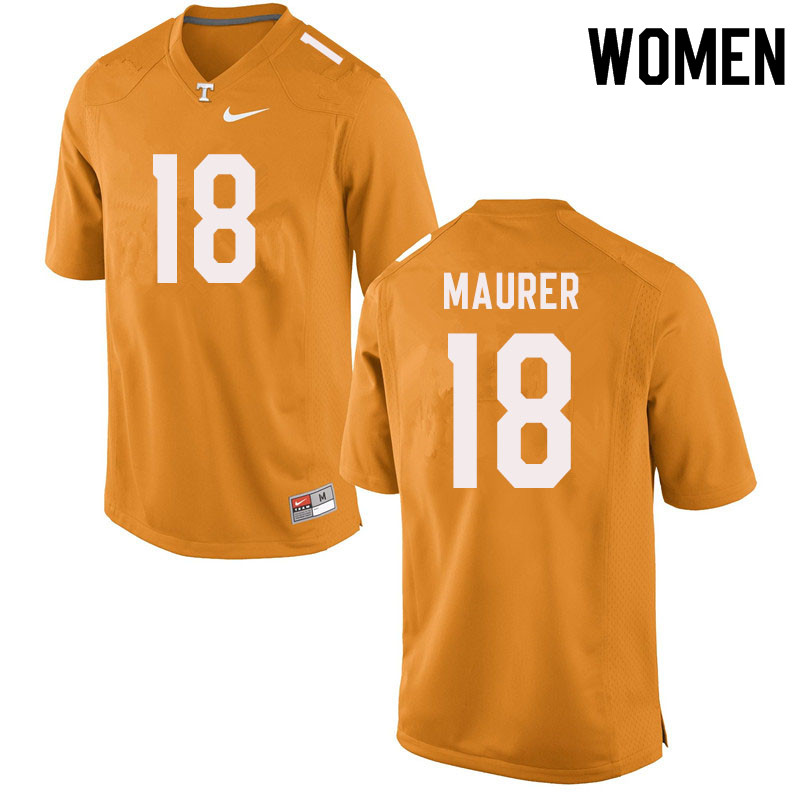 Women #18 Brian Maurer Tennessee Volunteers College Football Jerseys Sale-Orange - Click Image to Close